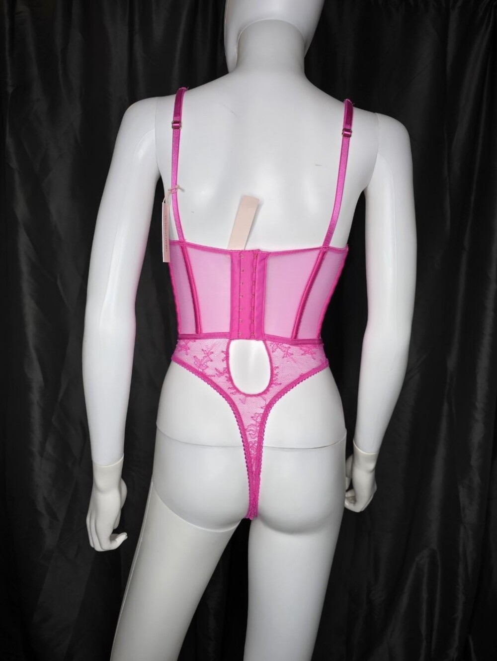 Victoria's Secret Neon Pink Lace Bustier Teddy - Picture 16 of 16